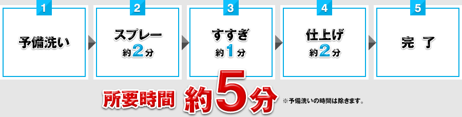所要時間：約5分　※予備洗いの時間は除きます。